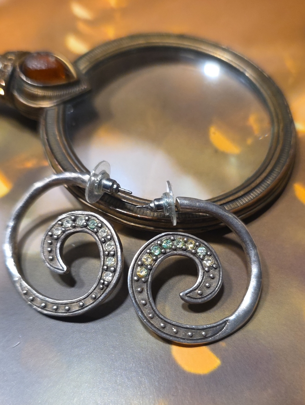 Silvertone Spiral Hoop Earrings